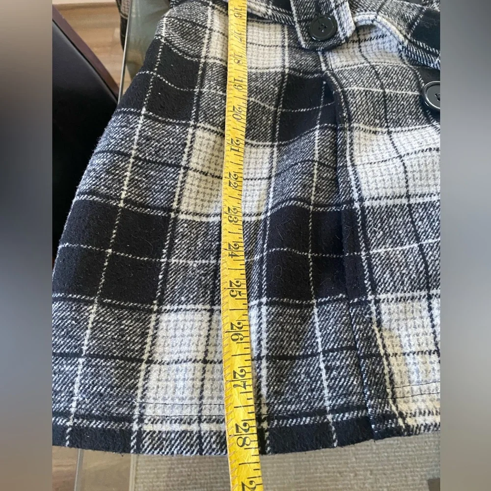 FASHION NOVA 🖤💖🤍PLAID BUTTON FRONT PEACOAT-WITH SASH & DETACHABLE HOODIE-XL - Picture 9 of 16